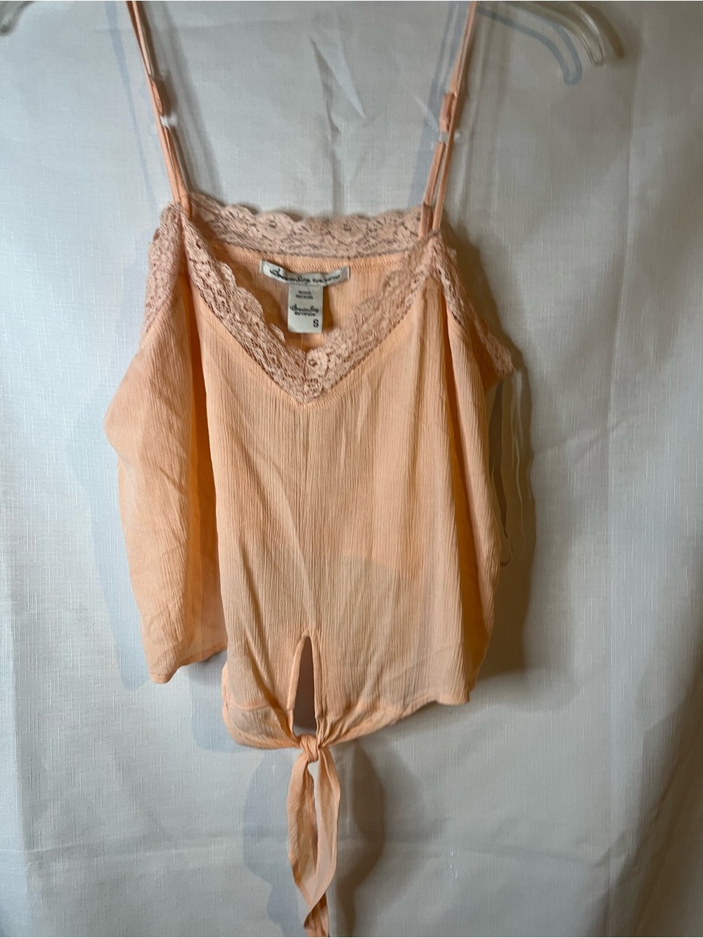 American Rag Peach Lace-Trim Tie-Front Cami
